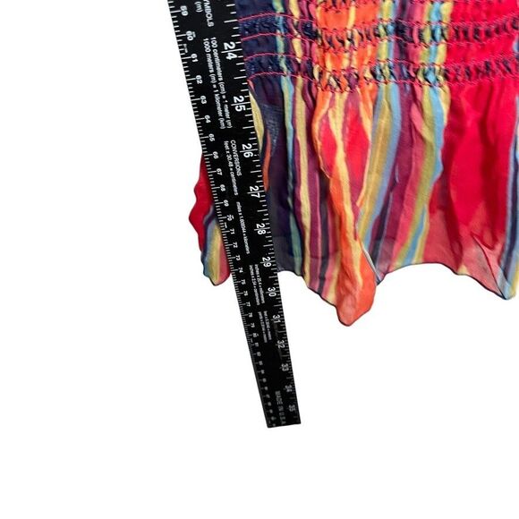 Rancho Estancia Blouse Women's XL Colorful Sheer Smocked Shirt Top Boho NWT - Picture 6 of 10